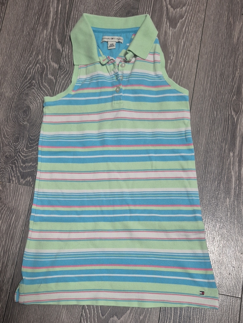 🍀5/30🍀Tommy Hilfiger Girls Sleeveless Striped Polo Dress